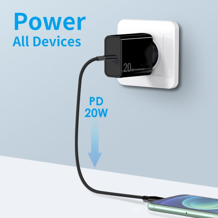 NORTHJO NOPD2001 PD 20W USB-C / Type-C Single Port Fast Charger, Plug Type:EU Plug(Black) - free shipping - PMC Jewellery - Order now!