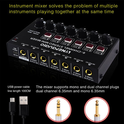 B020 Mini 6-Channel Stereo Audio Mixer Musical Instrument Mixer Electric Wind Electric Guitar Electronic Piano Drums Mixer -  by PMC Jewellery | Online Shopping South Africa | PMC Jewellery | Buy Now Pay Later Mobicred