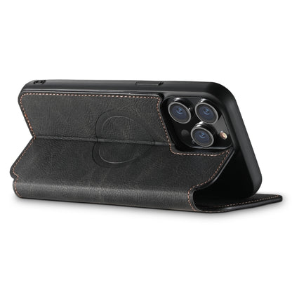 For iPhone 14 Plus Suteni J06 Retro Matte Litchi Texture Leather Magnetic Magsafe Phone Case(Black) - iPhone 14 Plus Cases by Suteni | Online Shopping South Africa | PMC Jewellery | Buy Now Pay Later Mobicred