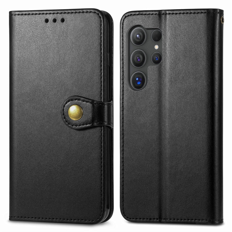 For Samsung Galaxy S25+ 5G Retro Solid Color Buckle Leather Phone Case(Black) - Galaxy S25+ 5G Cases by PMC Jewellery | Online Shopping South Africa | PMC Jewellery | Buy Now Pay Later Mobicred