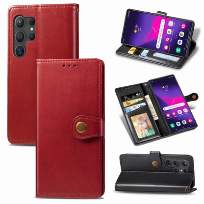 For Samsung Galaxy S25+ 5G Retro Solid Color Buckle Leather Phone Case(Red) - Galaxy S25+ 5G Cases by PMC Jewellery | Online Shopping South Africa | PMC Jewellery | Buy Now Pay Later Mobicred