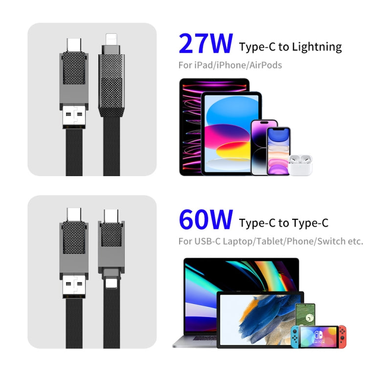 ENKAY ENK-CB134 4-in-1 60W USB-A / Type-C to 8 Pin / Type-C Nylon Braided Magnetic Fast Charging Data Cable, Cable Length:1.2m - Multifunction Cable by ENKAY | Online Shopping South Africa | PMC Jewellery | Buy Now Pay Later Mobicred