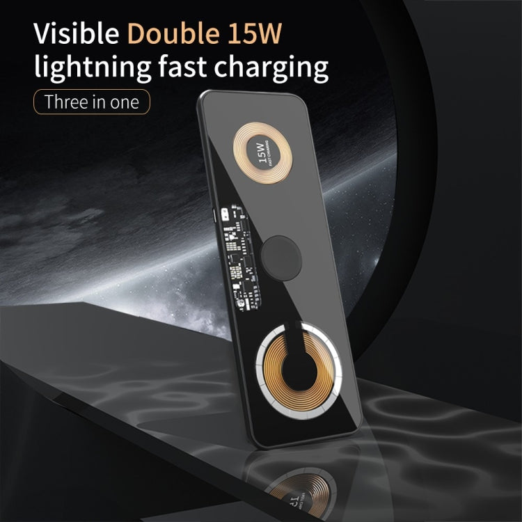 T06 Dual 15W Fast Charging Pad 3 in 1 Transparent Magnetic Phone Wireless Charger - Wireless Charger by PMC Jewellery | Online Shopping South Africa | PMC Jewellery | Buy Now Pay Later Mobicred