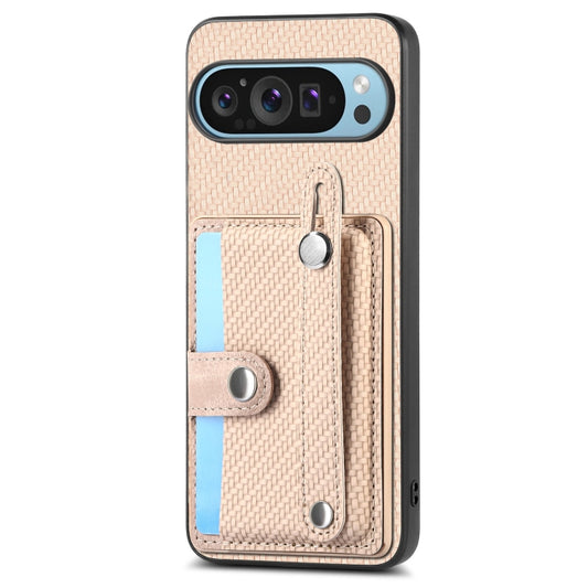 For Google Pixel 9 Wristband Kickstand Card Wallet Back Cover Phone Case with Tool Knife(Khaki) - Google Cases by PMC Jewellery | Online Shopping South Africa | PMC Jewellery | Buy Now Pay Later Mobicred