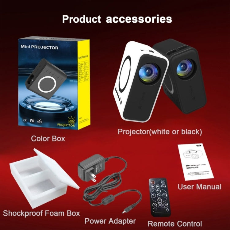 YT300 Home Multimedia Mini Remote Projector Support Mobile Phone(UK Plug Black) - Mini Projector by PMC TechLife | Online Shopping South Africa | PMC TechLife | Buy Now Pay Later Mobicred