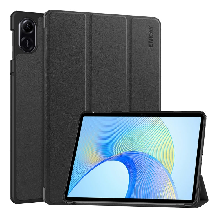 For Honor Pad X8 Pro / X9 11.5 ENKAY Tri-fold Custer Texture Leather Smart Tablet Case(Black) - free shipping - PMC TechLife - Order now!