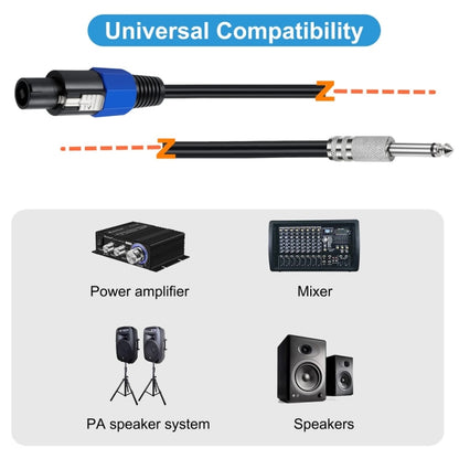 JUNSUNMAY Speakon Male to 6.35mm Male Audio Speaker Adapter Cable with Snap Lock, Length:25FT - Microphone Audio Cable & Connector by JUNSUNMAY | Online Shopping South Africa | PMC Jewellery | Buy Now Pay Later Mobicred