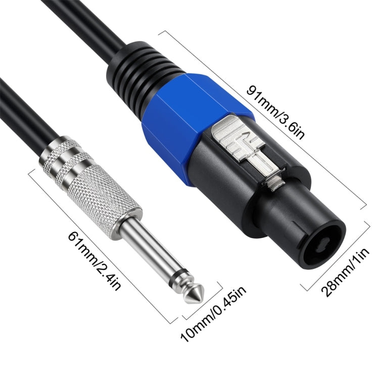 JUNSUNMAY Speakon Male to 6.35mm Male Audio Speaker Adapter Cable with Snap Lock, Length:50FT - Microphone Audio Cable & Connector by JUNSUNMAY | Online Shopping South Africa | PMC Jewellery | Buy Now Pay Later Mobicred