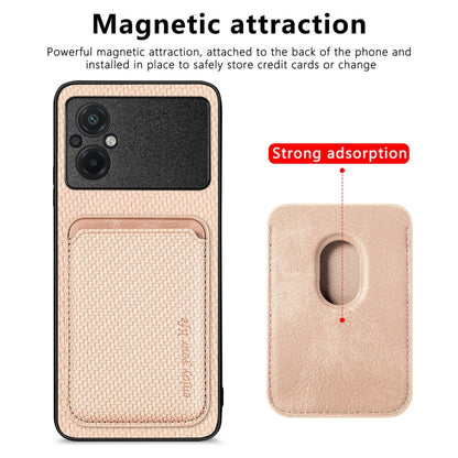 For Xiaomi POCO M5 4G Carbon Fiber Leather Card Magsafe Phone Case(Khaki) - Xiaomi Cases by PMC Jewellery | Online Shopping South Africa | PMC Jewellery