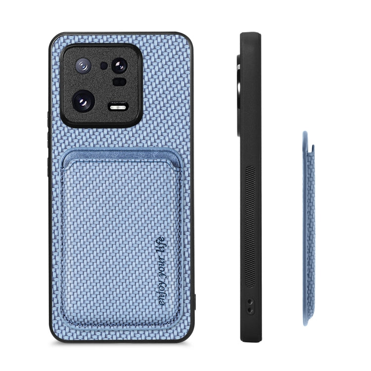 For Xiaomi 13 Pro Carbon Fiber Leather Card Magsafe Phone Case(Blue) - 13 Pro Cases by PMC Jewellery | Online Shopping South Africa | PMC Jewellery