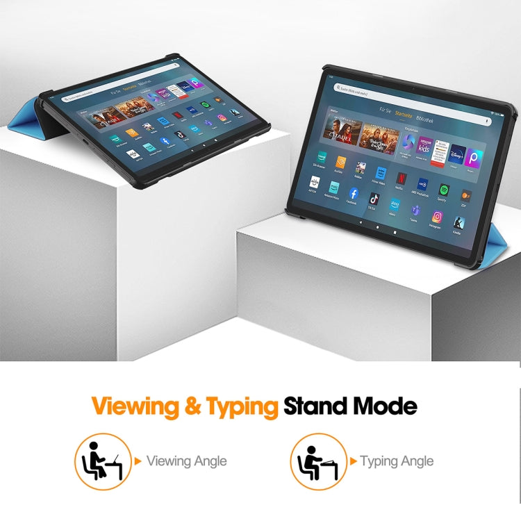 For Amazon Fire Max 11 ENKAY Tri-fold Custer Texture Leather Smart Tablet Case(Black) - Amazon by ENKAY | Online Shopping South Africa | PMC TechLife | Buy Now Pay Later Mobicred