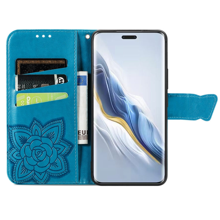 For Honor Magic6 Pro Butterfly Love Flower Embossed Leather Phone Case(Blue) - Honor Cases by PMC Jewellery | Online Shopping South Africa | PMC Jewellery | Buy Now Pay Later Mobicred