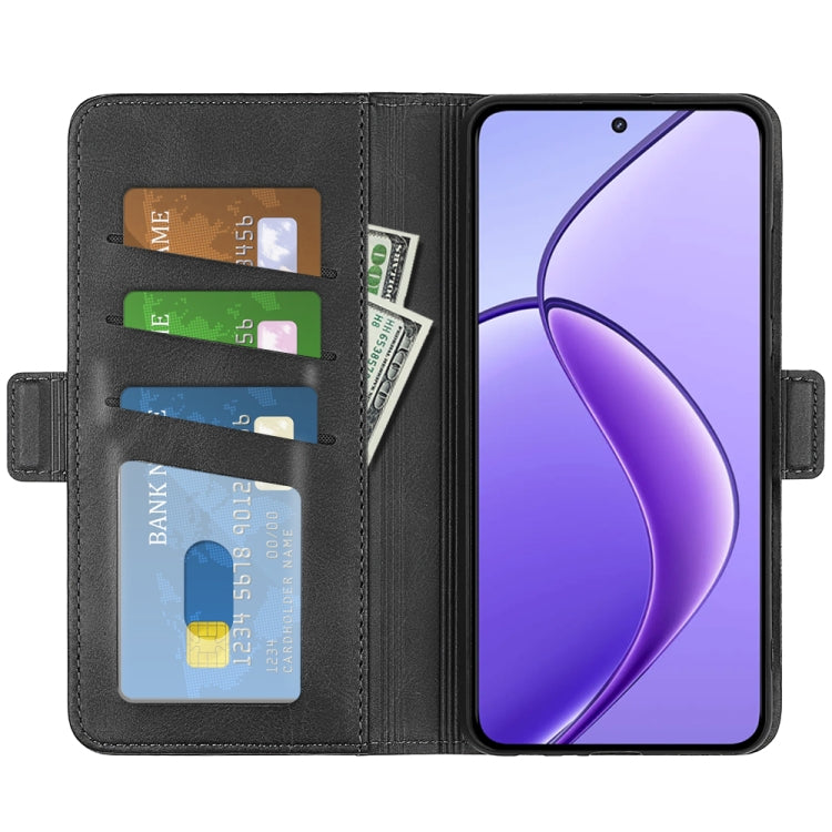 For Realme 12 5G Dual-side Magnetic Buckle Horizontal Flip Leather Phone Case(Black) - Realme Cases by PMC TechLife | Online Shopping South Africa | PMC TechLife | Buy Now Pay Later Mobicred