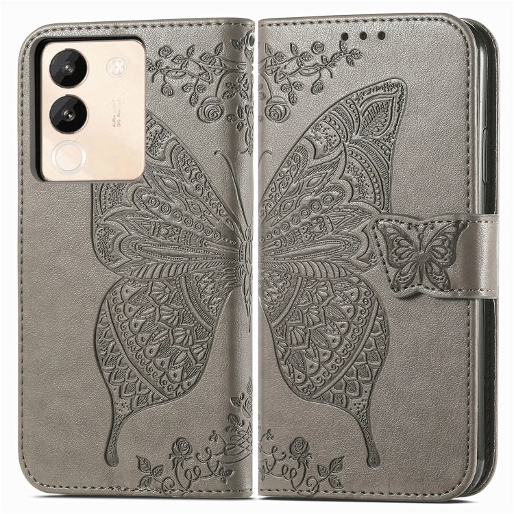 For vivo X100 Butterfly Love Flower Embossed Leather Phone Case(Gray) - X100 Cases by imak | Online Shopping South Africa | PMC Jewellery | Buy Now Pay Later Mobicred