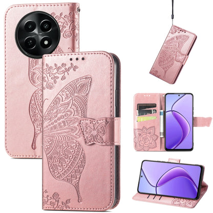 For Realme 12 Butterfly Love Flower Embossed Leather Phone Case(Rose Gold) - Realme Cases by PMC Jewellery | Online Shopping South Africa | PMC Jewellery | Buy Now Pay Later Mobicred