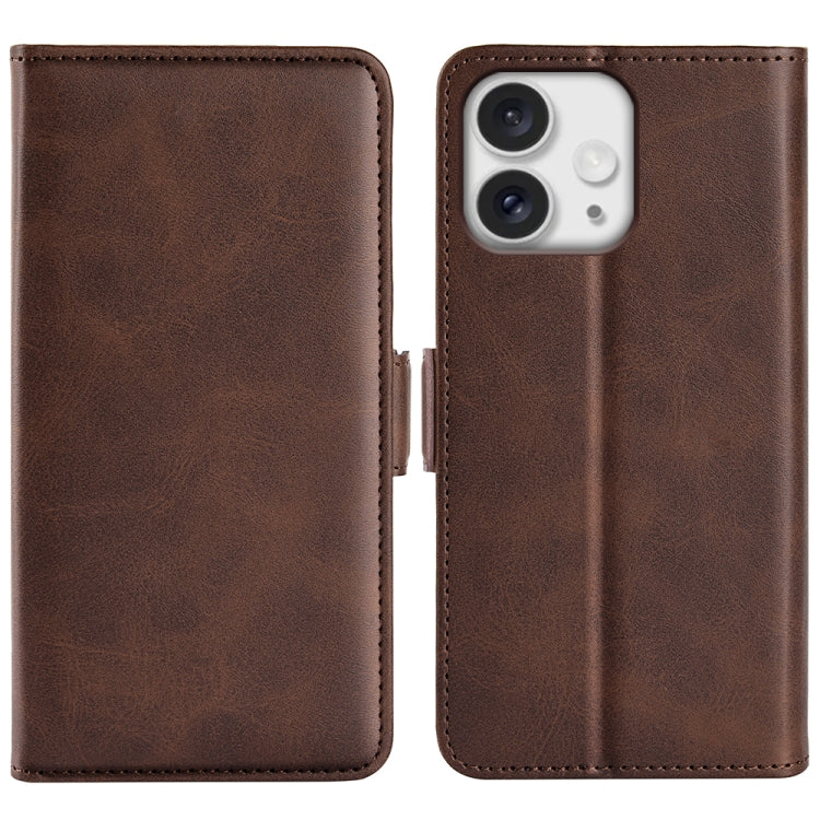 For iPhone 16 Pro Dual-side Magnetic Buckle Horizontal Flip Leather Phone Case(Brown) - iPhone 16 Pro Cases by PMC Jewellery | Online Shopping South Africa | PMC Jewellery | Buy Now Pay Later Mobicred