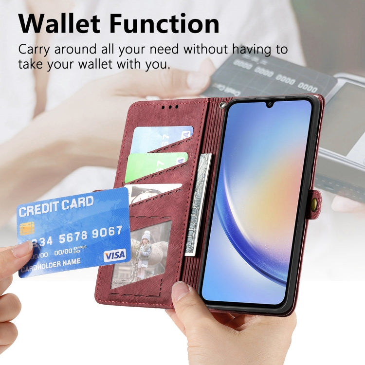 For Samsung Galaxy A70S Geometric Zipper Wallet Side Buckle Leather Phone Case(Red) - free shipping - PMC TechLife - Order now!