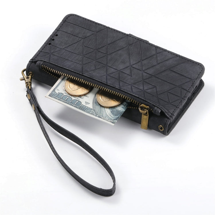 For Samsung Galaxy A31 Geometric Zipper Wallet Side Buckle Leather Phone Case(Black) - free shipping - PMC TechLife - Order now!