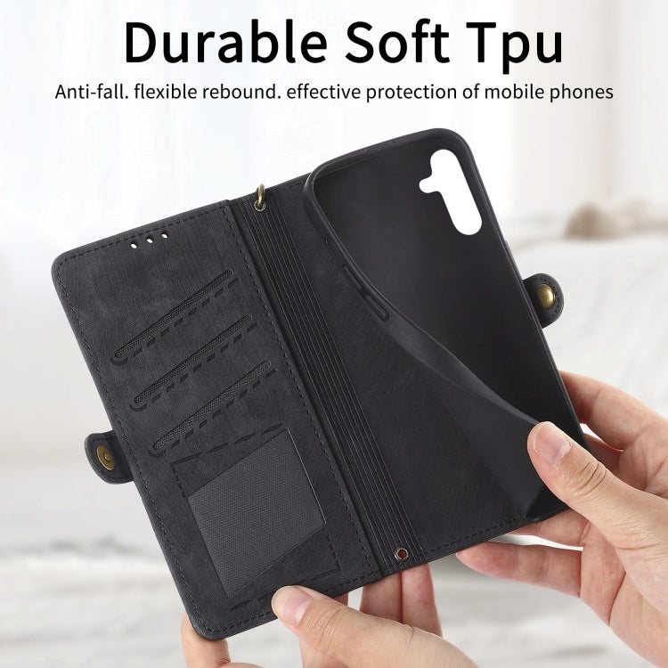 For Samsung Galaxy A51 Geometric Zipper Wallet Side Buckle Leather Phone Case(Black) - free shipping - PMC TechLife - Order now!