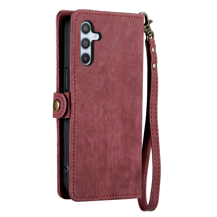 For Samsung Galaxy A72 Geometric Zipper Wallet Side Buckle Leather Phone Case(Red) - free shipping - PMC TechLife - Order now!