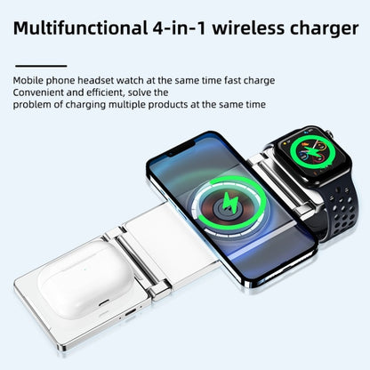 T30 Folding Wireless Charging Stand for Cell Phone Watch Headset 4 in 1 Charger - Wireless Charger by PMC Jewellery | Online Shopping South Africa | PMC Jewellery | Buy Now Pay Later Mobicred