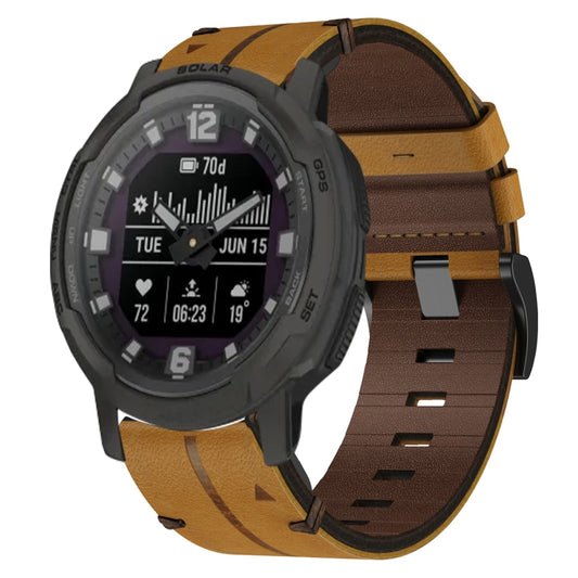 For Garmin Instinct Crossover Solar 22mm Leather Textured Watch Band(Brown) - Watch Bands by PMC Jewellery | Online Shopping South Africa | PMC Jewellery