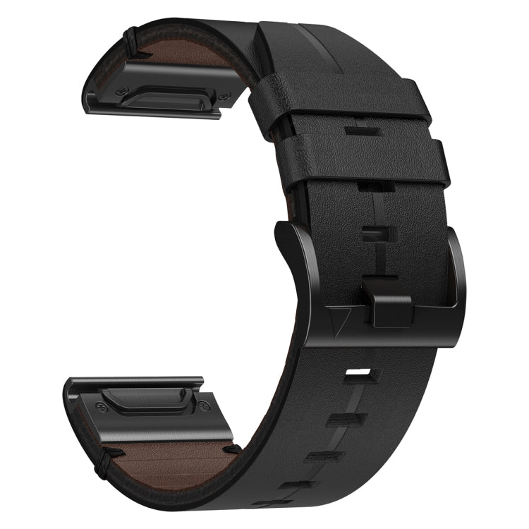 For Garmin Fenix 5 22mm Leather Textured Watch Band(Black) - Watch Bands by PMC Jewellery | Online Shopping South Africa | PMC Jewellery