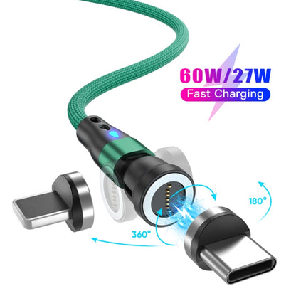 ENKAY PD60W Type-C to Type-C / 8 Pin Magnetic 540 Degrees Rotating Fast Charging Cable, Length:1m(Green) - Charging Cable & Head by ENKAY | Online Shopping South Africa | PMC Jewellery | Buy Now Pay Later Mobicred