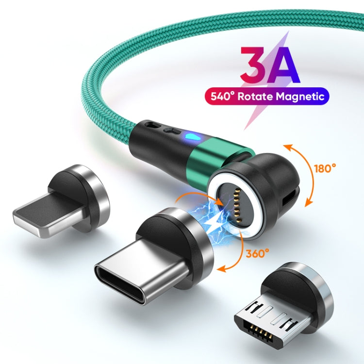 ENKAY 3 in 1 3A USB to Type-C / 8 Pin / Micro USB Magnetic 540 Degrees Rotating Fast Charging Cable, Length:1m(Green) - Charging Cable & Head by ENKAY | Online Shopping South Africa | PMC Jewellery | Buy Now Pay Later Mobicred