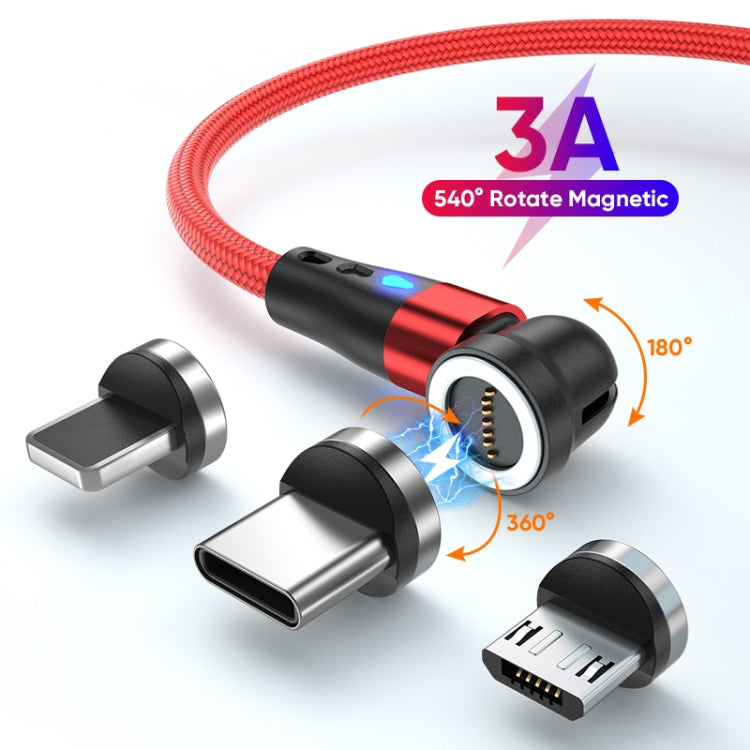 ENKAY 3 in 1 3A USB to Type-C / 8 Pin / Micro USB Magnetic 540 Degrees Rotating Fast Charging Cable, Length:2m(Red) - Charging Cable & Head by ENKAY | Online Shopping South Africa | PMC Jewellery | Buy Now Pay Later Mobicred