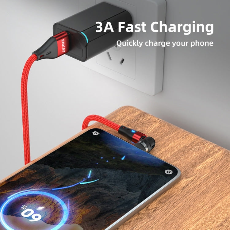 ENKAY 3 in 1 3A USB to Type-C / 8 Pin / Micro USB Magnetic 540 Degrees Rotating Fast Charging Cable, Length:1m(Black) - Charging Cable & Head by ENKAY | Online Shopping South Africa | PMC Jewellery | Buy Now Pay Later Mobicred