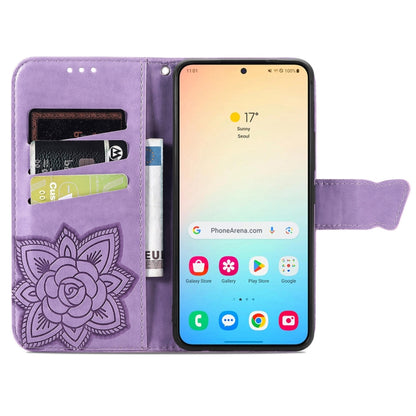 For Samsung Galaxy S25+ 5G Butterfly Love Flower Embossed Leather Phone Case(Light Purple) - Galaxy S25+ 5G Cases by PMC Jewellery | Online Shopping South Africa | PMC Jewellery | Buy Now Pay Later Mobicred