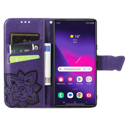 For Samsung Galaxy S25 Ultra 5G Butterfly Love Flower Embossed Leather Phone Case(Dark Purple) - Galaxy S25 Ultra 5G Cases by PMC Jewellery | Online Shopping South Africa | PMC Jewellery | Buy Now Pay Later Mobicred