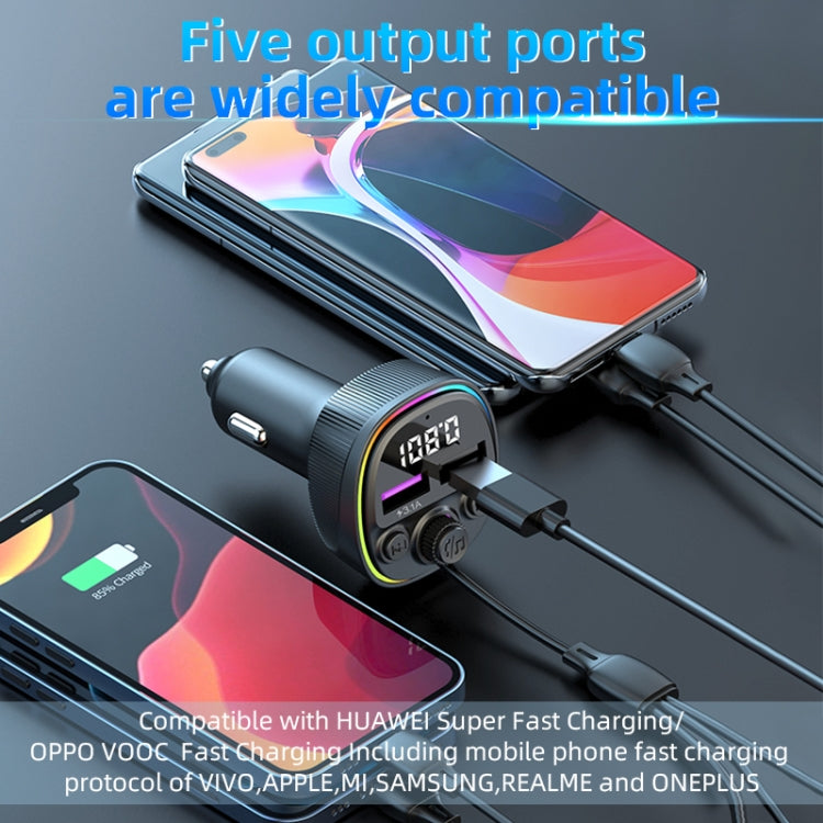 CS1 MP3 Player Bluetooth FM Transmitter 66W 3-In-1 Car Fast Charger - Car Charger by PMC TechLife | Online Shopping South Africa | PMC TechLife | Buy Now Pay Later Mobicred