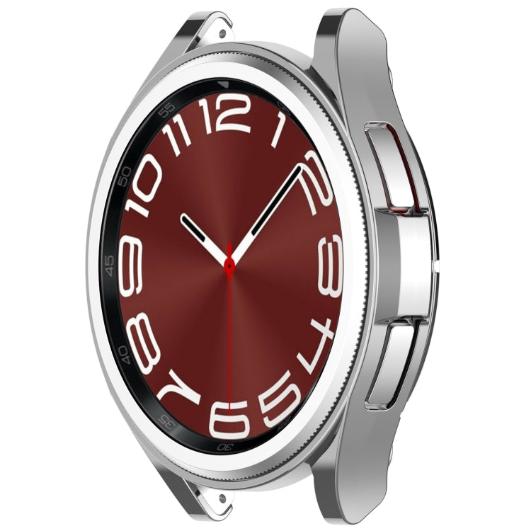 For Samsung Galaxy Watch6 Classic 47mm Electroplated TPU Half Pack Hollow Watch Protective Case(Silver) - Watch Cases by PMC TechLife | Online Shopping South Africa | PMC TechLife