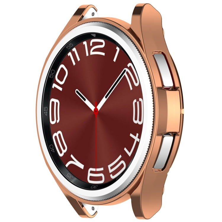 For Samsung Galaxy Watch6 Classic 43mm Electroplated TPU Half Pack Hollow Watch Protective Case(Rose Gold) - Watch Cases by PMC Jewellery | Online Shopping South Africa | PMC Jewellery