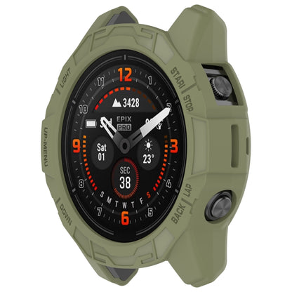 For Garmin Epix Pro 47mm / Fenix 7 / 7 Pro Armored TPU Half Wrapped Watch Protective Case(Green) - Watch Cases by PMC Jewellery | Online Shopping South Africa | PMC Jewellery