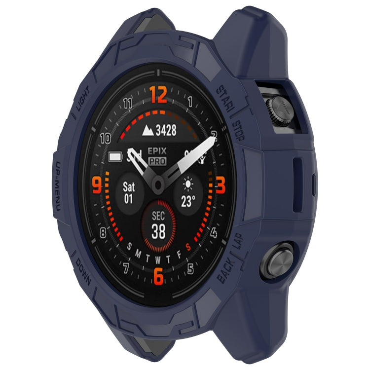 For Garmin Epix Pro 42mm / Fenix 7S / 7S Pro Armored TPU Half Wrapped Watch Protective Case(Blue) - Watch Cases by PMC Jewellery | Online Shopping South Africa | PMC Jewellery
