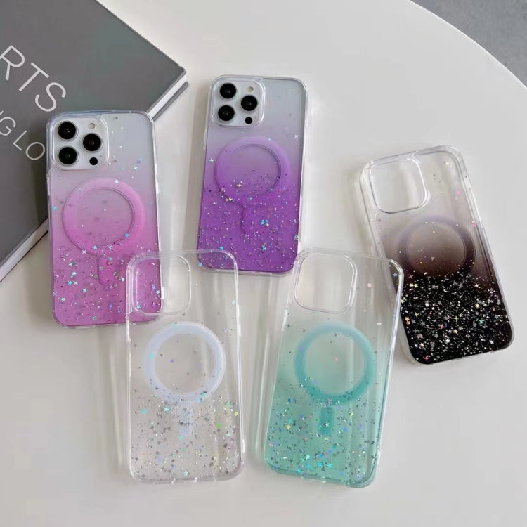 For iPhone 15 Plus MagSafe Glitter Hybrid Clear TPU Phone Case(Green) - iPhone 15 Plus Cases by PMC Jewellery | Online Shopping South Africa | PMC Jewellery