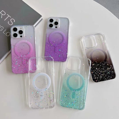 For iPhone 14 Pro Max MagSafe Glitter Hybrid Clear TPU Phone Case(Black) - iPhone 14 Pro Max Cases by PMC Jewellery | Online Shopping South Africa | PMC Jewellery