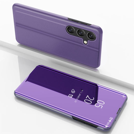 For Samsung Galaxy S25 5G Plated Mirror Horizontal Flip Leather Phone Case with Holder(Violet Blue) - Galaxy S25 5G Cases by PMC Jewellery | Online Shopping South Africa | PMC Jewellery | Buy Now Pay Later Mobicred