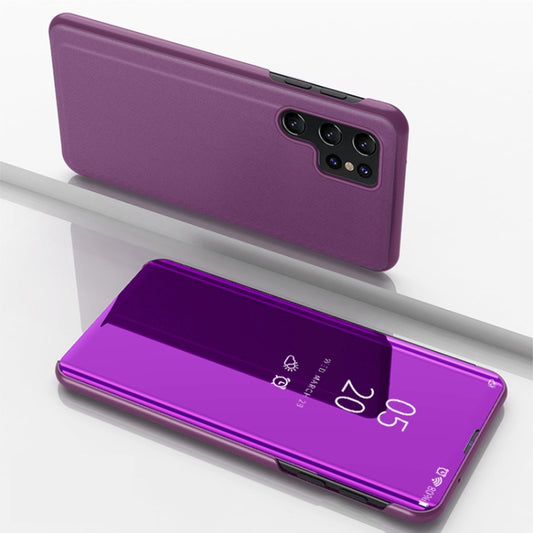 For Samsung Galaxy S25 Ultra 5G Plated Mirror Horizontal Flip Leather Phone Case with Holder(Purple) - Galaxy S25 Ultra 5G Cases by PMC Jewellery | Online Shopping South Africa | PMC Jewellery | Buy Now Pay Later Mobicred