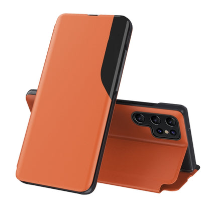 For Samsung Galaxy S25 Ultra 5G Attraction Flip Holder Leather Phone Case(Orange) - Galaxy S25 Ultra 5G Cases by PMC Jewellery | Online Shopping South Africa | PMC Jewellery | Buy Now Pay Later Mobicred