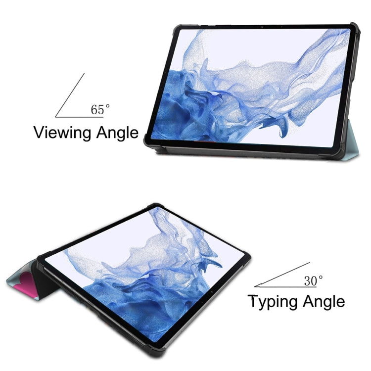 For Samsung Galaxy Tab S9 JUNSUNMAY Custer Painted 3-Fold Stand Leather Smart Tablet Case(Unicorn) - free shipping - PMC Jewellery - Order now!