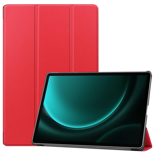 For Samsung Galaxy Tab S9 FE+ 12.4 JUNSUNMAY Custer Solid Color 3-Fold Stand Leather Smart Tablet Case(Red) - Galaxy Tab S9 FE+ by JUNSUNMAY | Online Shopping South Africa | PMC Jewellery | Buy Now Pay Later Mobicred