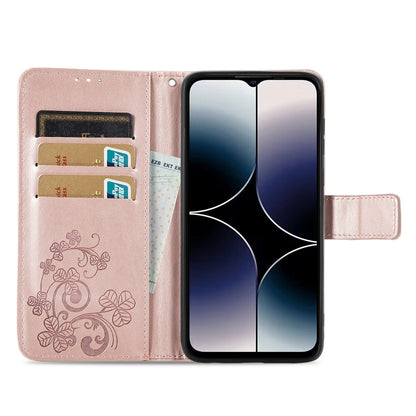 For Ulefone Note 16 Pro Four-leaf Clasp Embossed Buckle Leather Phone Case(Rose Gold) - Ulefone Cases by PMC Jewellery | Online Shopping South Africa | PMC Jewellery | Buy Now Pay Later Mobicred