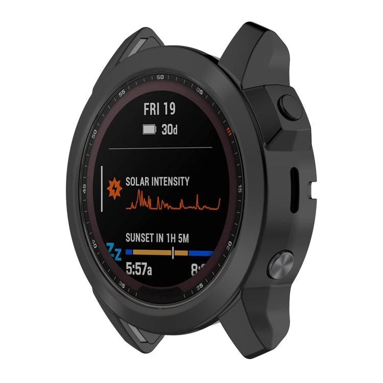 For Garmin Fenix 7 Pro Half Package Electroplated TPU Watch Protective Case(Black) - Watch Cases by PMC Jewellery | Online Shopping South Africa | PMC Jewellery