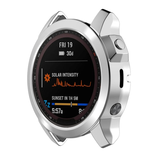 For Garmin Fenix 7 Pro Half Package Electroplated TPU Watch Protective Case(Sliver) - Watch Cases by PMC Jewellery | Online Shopping South Africa | PMC Jewellery