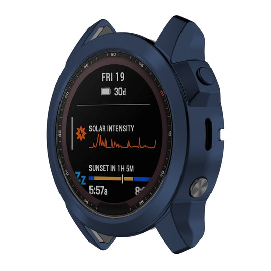 For Garmin Fenix 7S Pro Half Package Electroplated TPU Watch Protective Case(Blue) - Watch Cases by PMC Jewellery | Online Shopping South Africa | PMC Jewellery