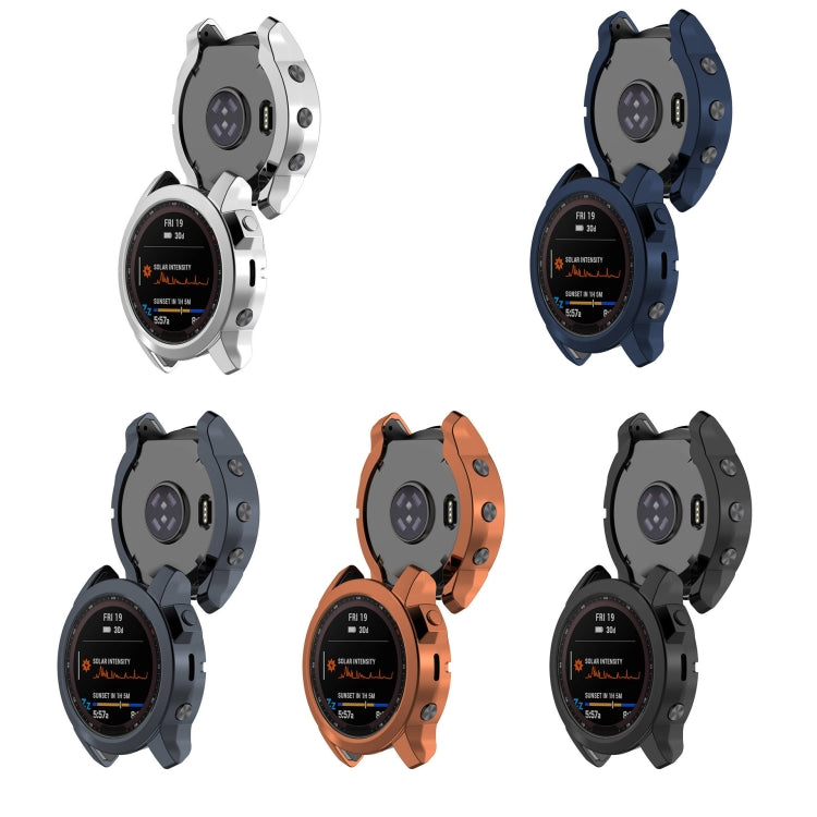 For Garmin Fenix 7X Pro Half Package Electroplated TPU Watch Protective Case(Grey) - Watch Cases by PMC Jewellery | Online Shopping South Africa | PMC Jewellery